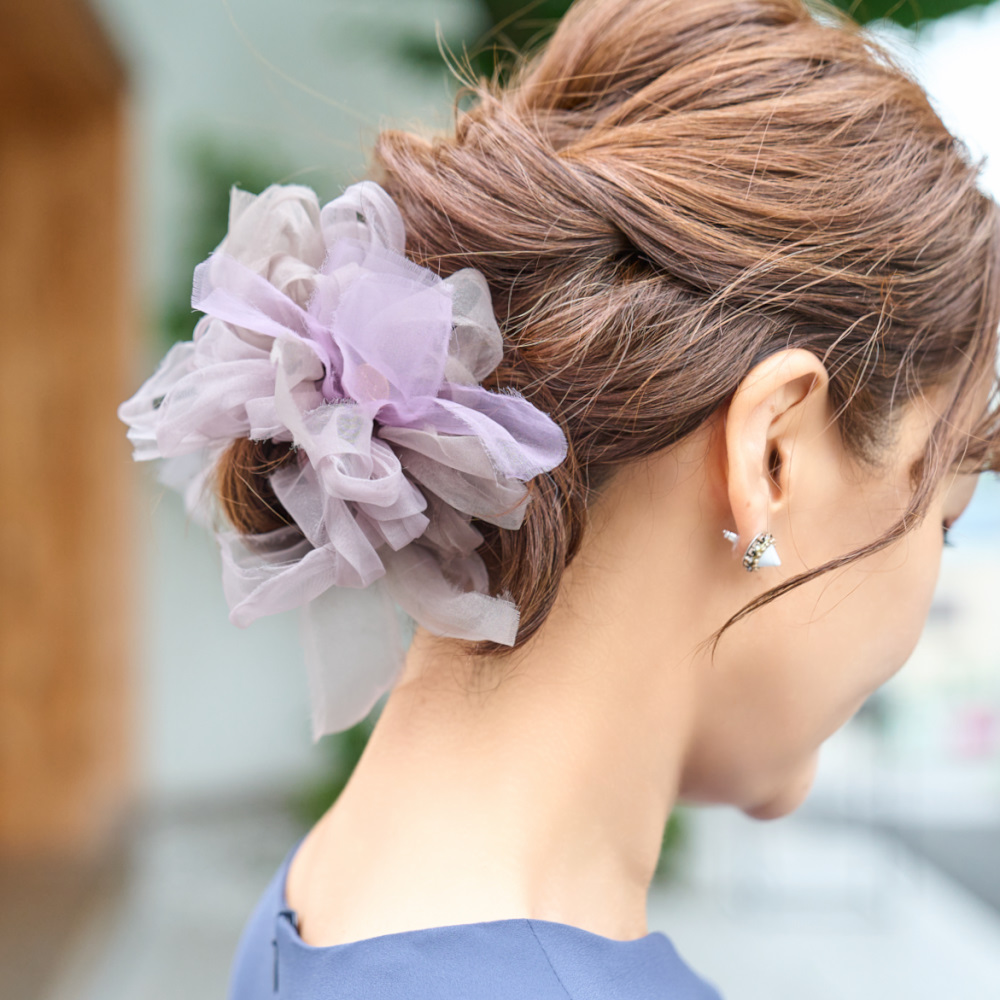 咲き編みシュシュ